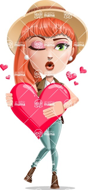 Cartoon Adventure Girl Cartoon Vector Character - Inloved Girl Cartoon Character